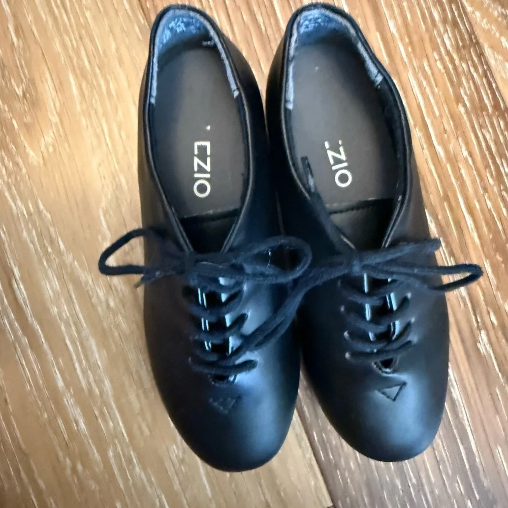 Capezio tele tone girls Black Tap Dance Shoes size 12.5 - Picture 3 of 8